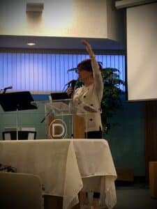 Kindra Silk Kreislers preaching a children's sermon